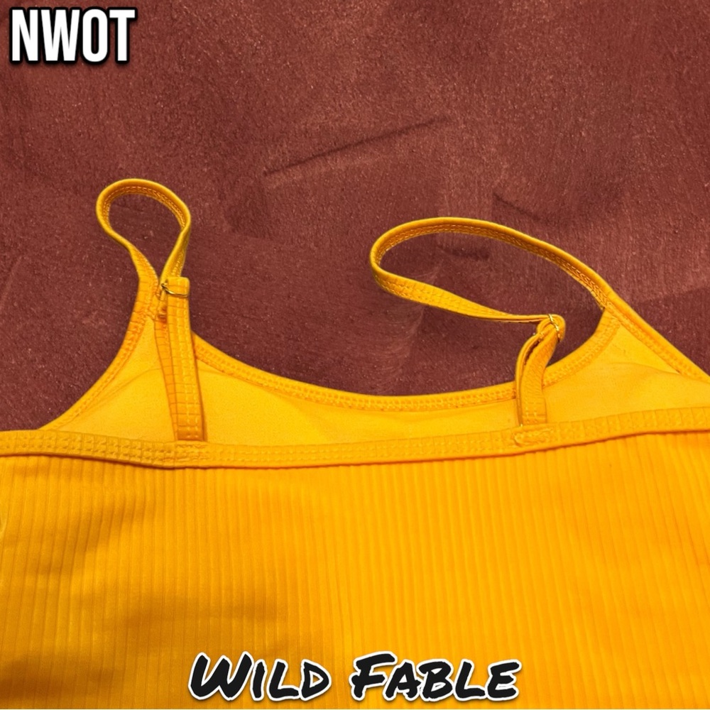 NWOT Wild Fable Mustard Yellow Crop Top Tank Top with Adjustable straps - Picture 4 of 6